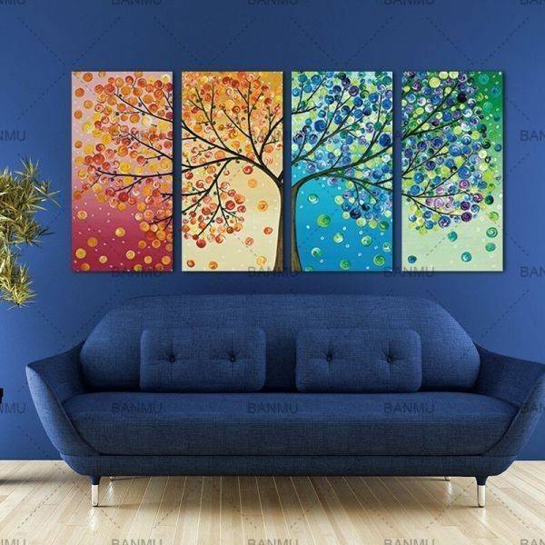  fabric panel interior art panel four season. tree picture interior modern living 4 pieces set 40×80