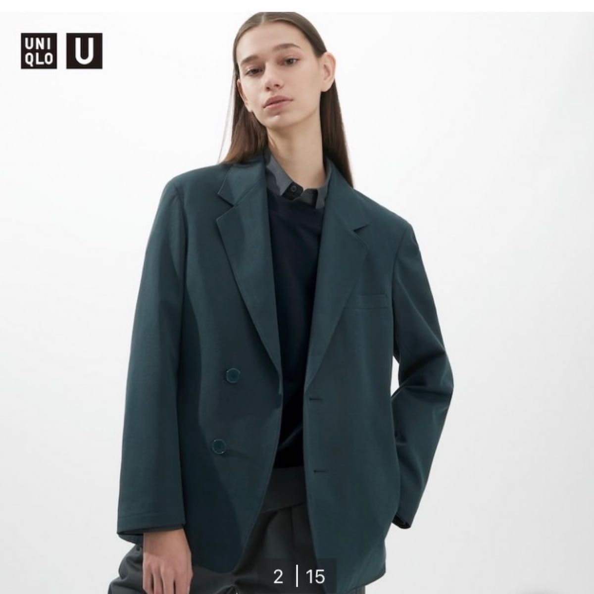 ジャージーテーラードジャケット セットアップ可能 ユニクロ UNIQLO U カラー: 59 DARK GREEN レディース L