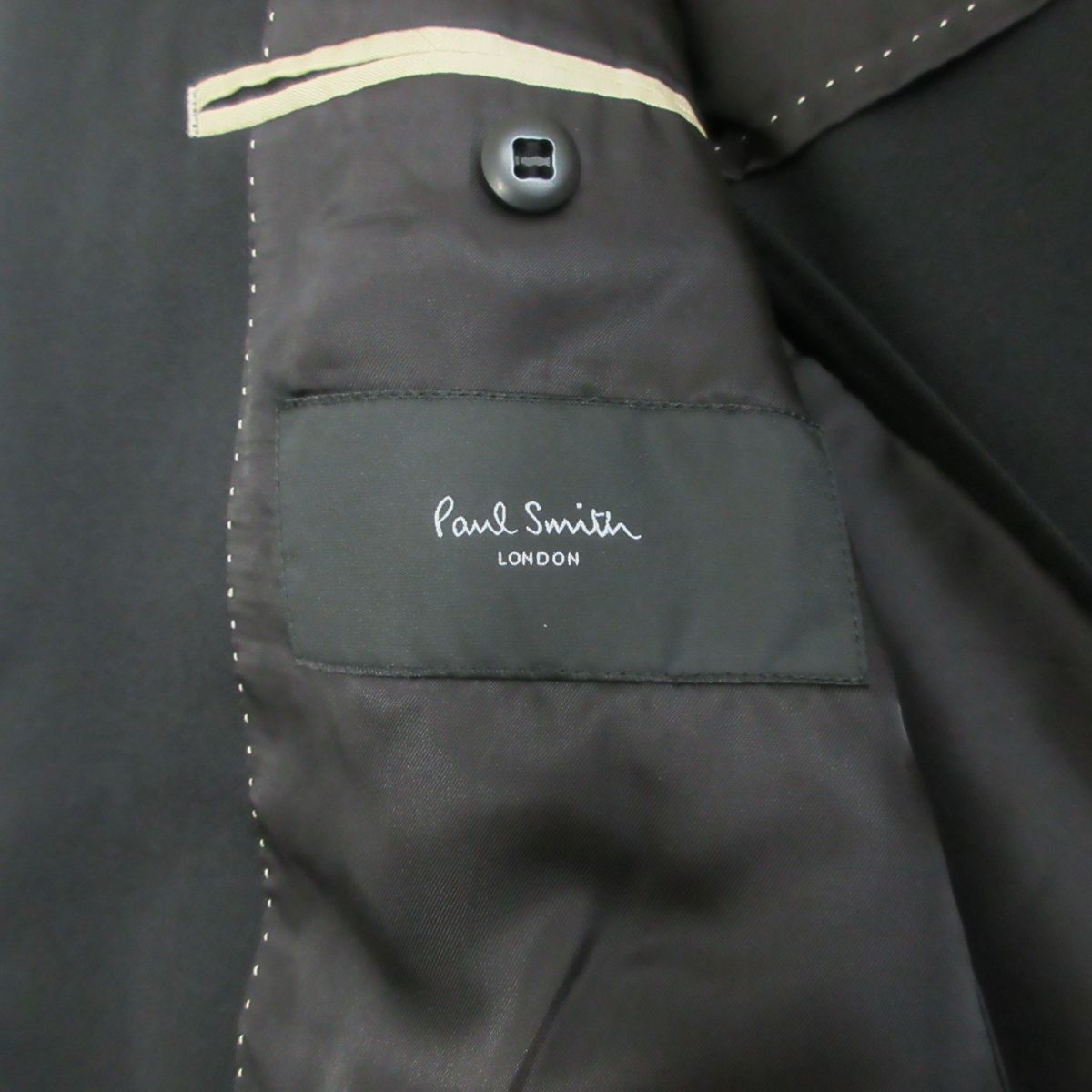良品 Paul Smith ポールスミス シングルスーツ セットアップ 2B テーラードジャケット スラックス パンツ M 黒 ブラック 402_画像3