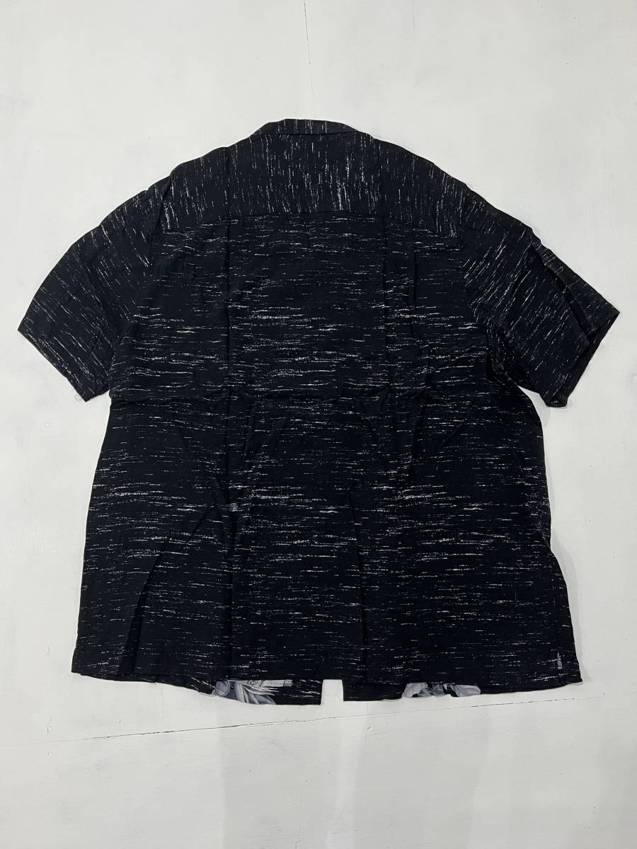 size:3XL【GEORGE】ジョージ レーヨン100％ リーフ 草柄 アロハシャツ オープンカラー ボックス ビッグサイズ 黒 ブラック_画像5