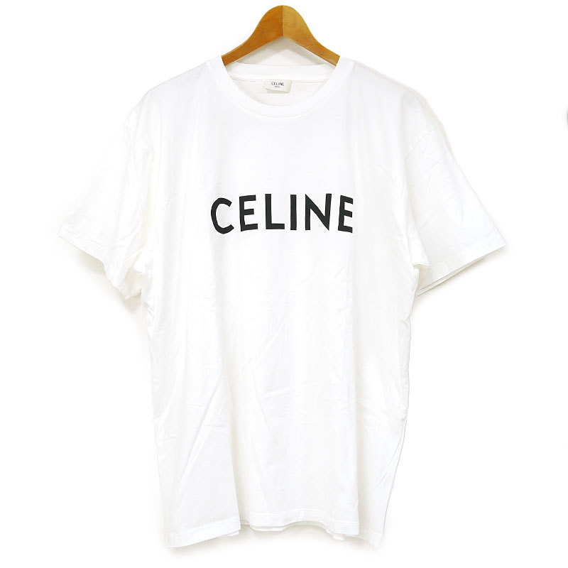 CELINE Tシャツ セリーヌ ホワイト ロゴプリント