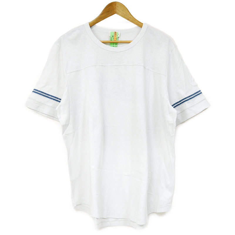 新作グッ Laurent Saint サンローラン バックロゴプリントTシャツ ダメージ加工 オフホワイト×ブルー コットン100% XXLサイズ メンズ 半袖Tシャツ 新作グッ Laurent Saint サンローラン バックロゴプリントTシャツ ダメージ加工 オフホワイト×ブルー コットン100% XXLサイズ メンズ 半袖Tシャツ