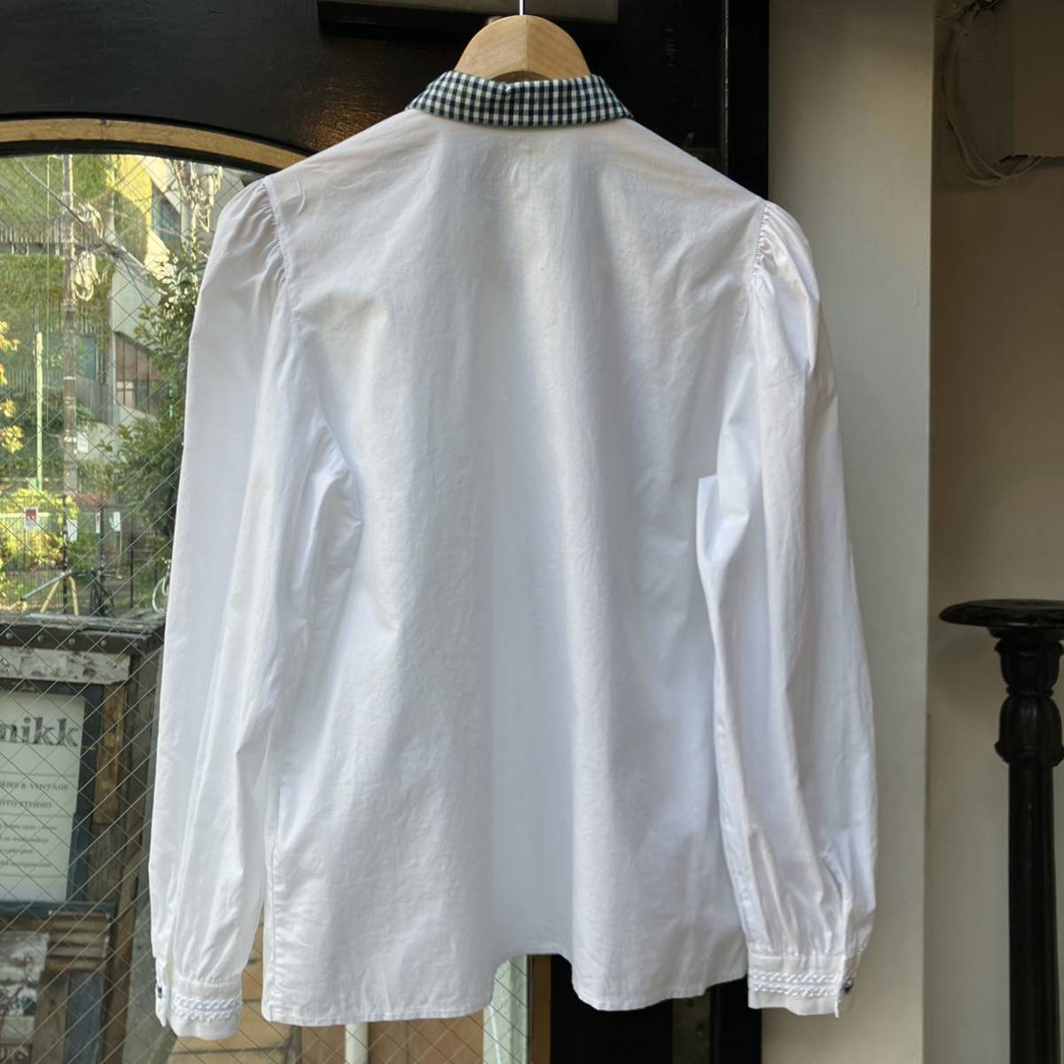 イギリス古着 blouse vintage shirt チロリアンブラウス ブラウス シャツ 長袖 半袖 長袖シャツ 白シャツ LV767_画像9