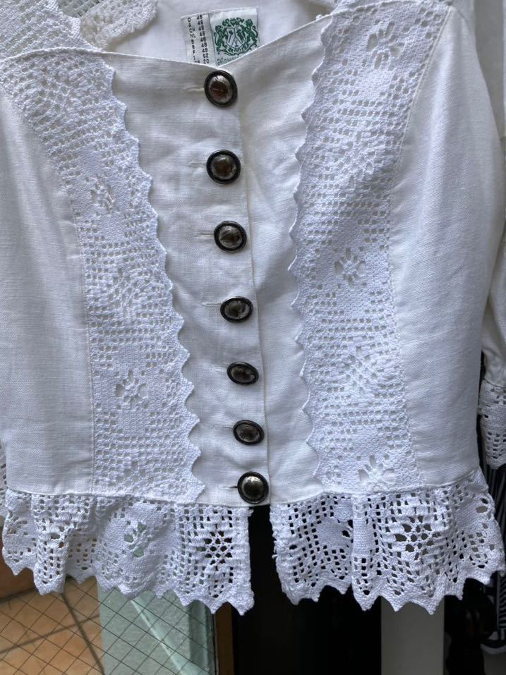 イギリス古着 blouse vintage shirt チロリアンブラウス ブラウス シャツ 半袖シャツ 白シャツ LV772_画像5