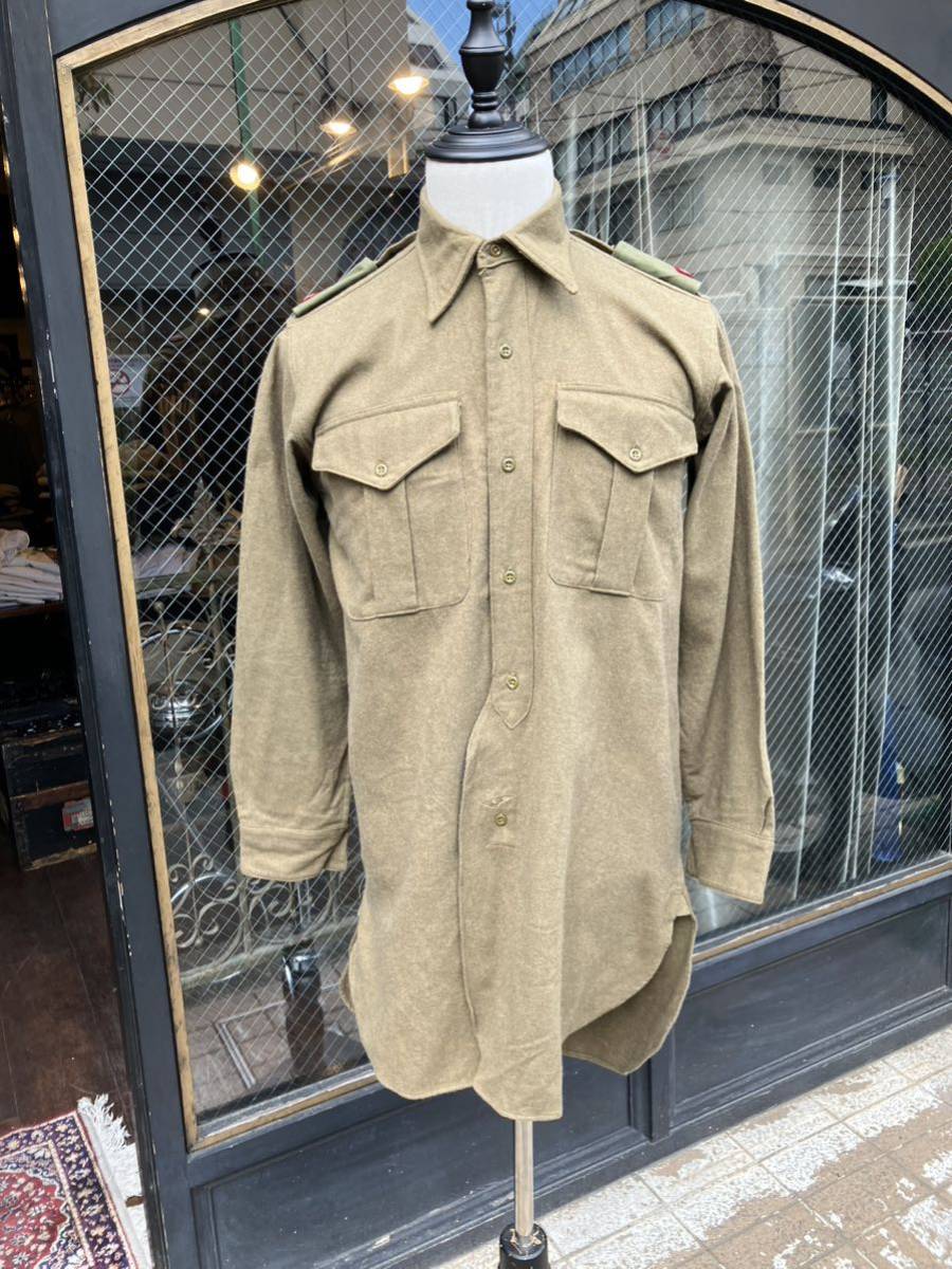 イギリス古着 50s military wool shirt vintage woolウールシャツ ブロードアローミリタリーフィールド レア！ イギリス軍1950s MV958