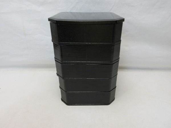 オンライン限定商品】 箱無 黒塗 弁当箱 縁高重 五段 柿合漆 木製