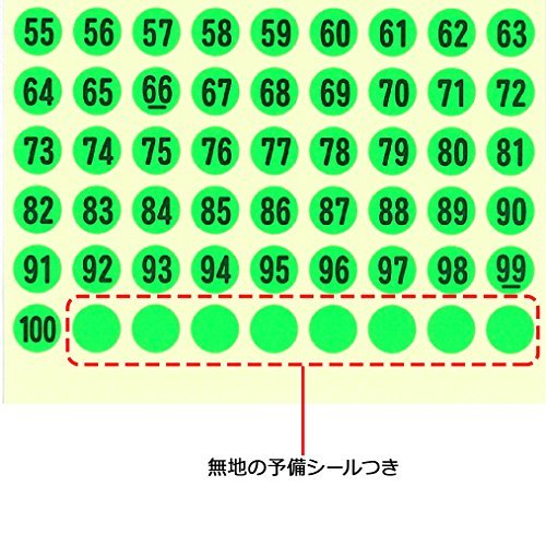 オキナ シール 番号シール 丸 蛍光緑 FLT16 108片×4枚入×2セット AZFLT6_画像4