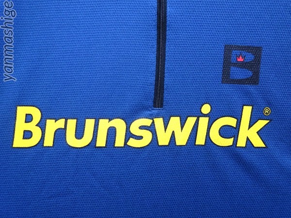 Brunswick [XLサイズ] ドライハーフジップシャツ 廃番[ネイビーxブラックxイエロー] ボウリングシャツ ブランズウィック サンブリッジ_画像2