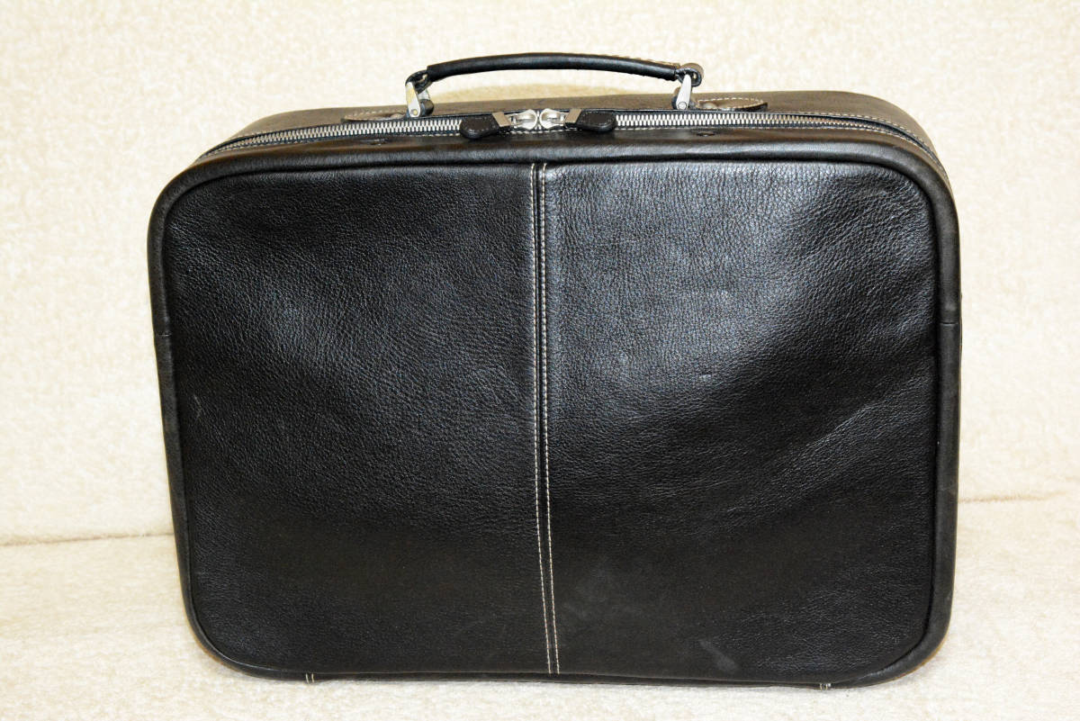  натуральная кожа Agnes B agnis b раунд застежка-молния документы мужской сумка чёрный черный Mini багажник маленький размер дипломат 