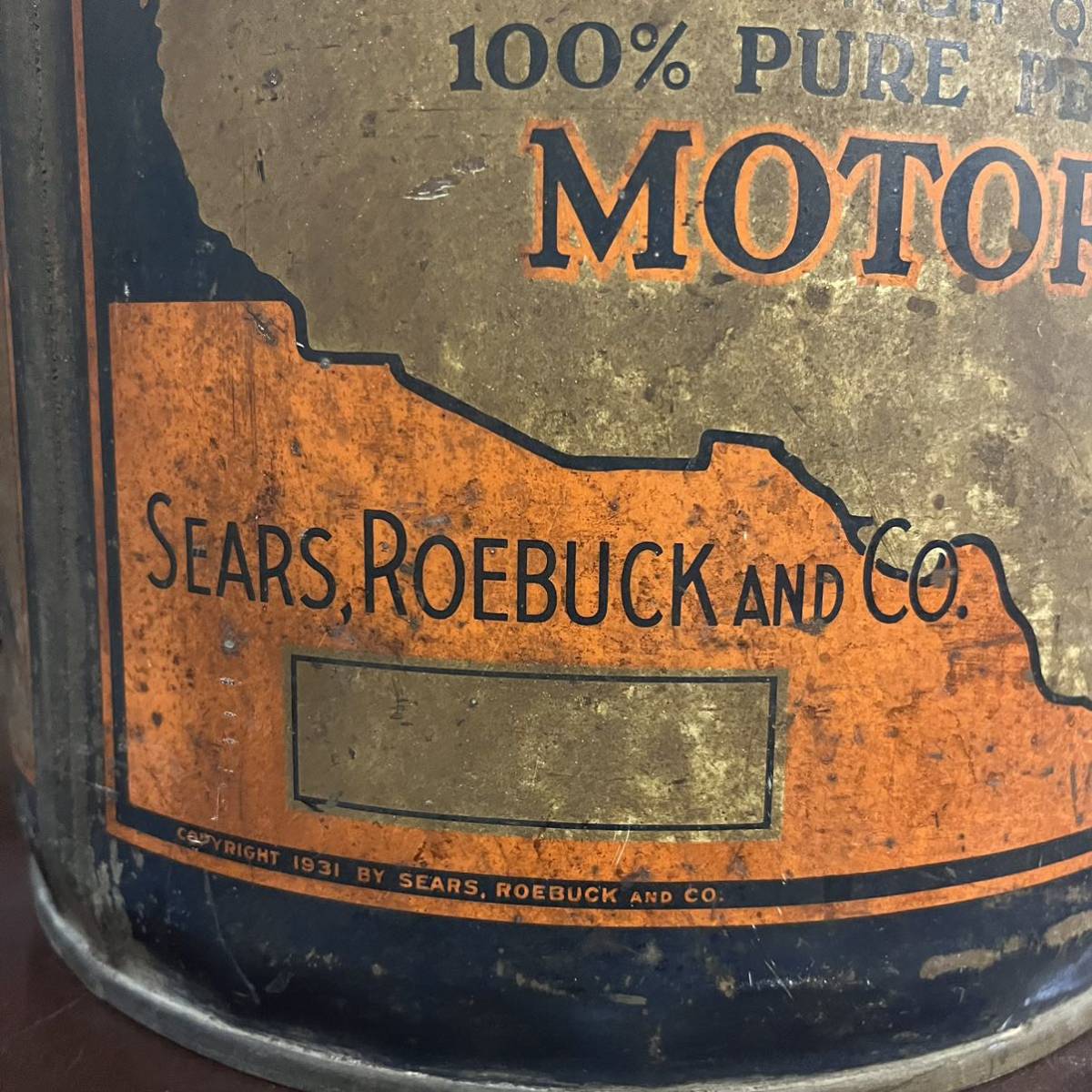 【vintage】オイル缶 シアーズ SEARS can 30s インダストリアル アンティーク 店舗什器 us ヴィンテージ 古着antique 鉢カバー 傘立ての画像4