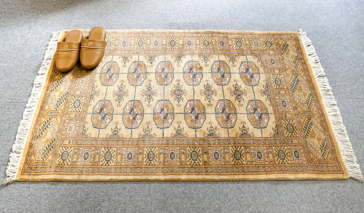 124×80cm【パキスタン手織り絨毯】トルクメン絨毯