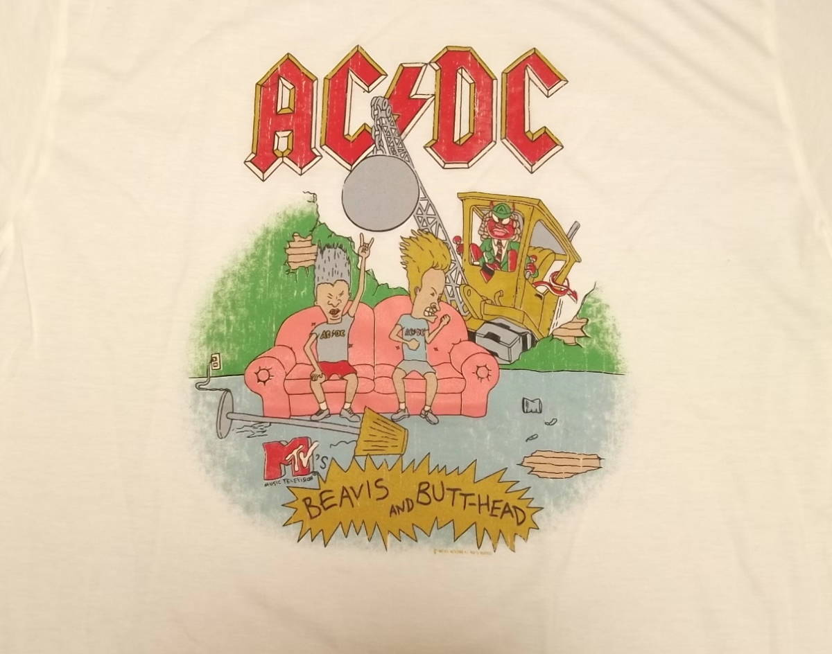 新品【 AC/DC 】ビーバスアンドバットヘッド プリント Tシャツ XL // バンドTシャツ MTV ロックTシャツ エーシーディーシーの画像2