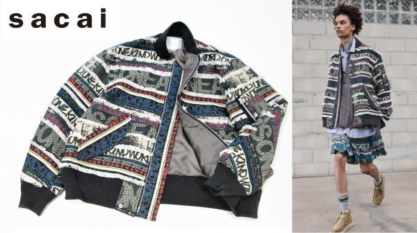 未使用 23SS SACAI×Eric Haze Jacquard graphic Blouson サカイ