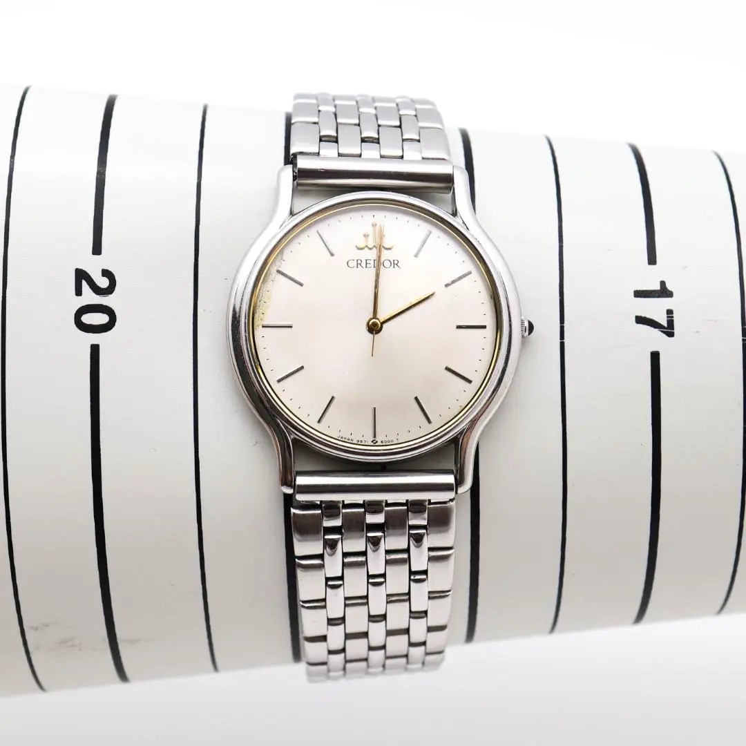 一点物》SEIKO CREDOR 腕時計 シルバー ゴールド 薄型-