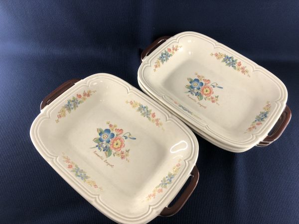 未使用品・激レア！★ ROYAL MARUISIHI WARE (ロイヤル丸石ウェアー) スクエアープレート ５客 セット フォーク 付き 箱あり管理1804 J-4_画像1