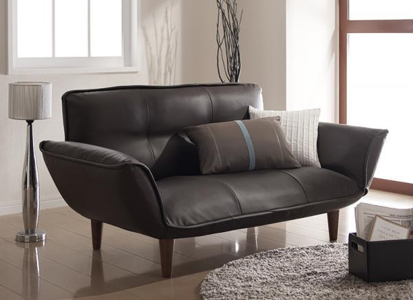  reclining couch sofa Estae start leather type 2 seater [ Brown × Brown legs ]