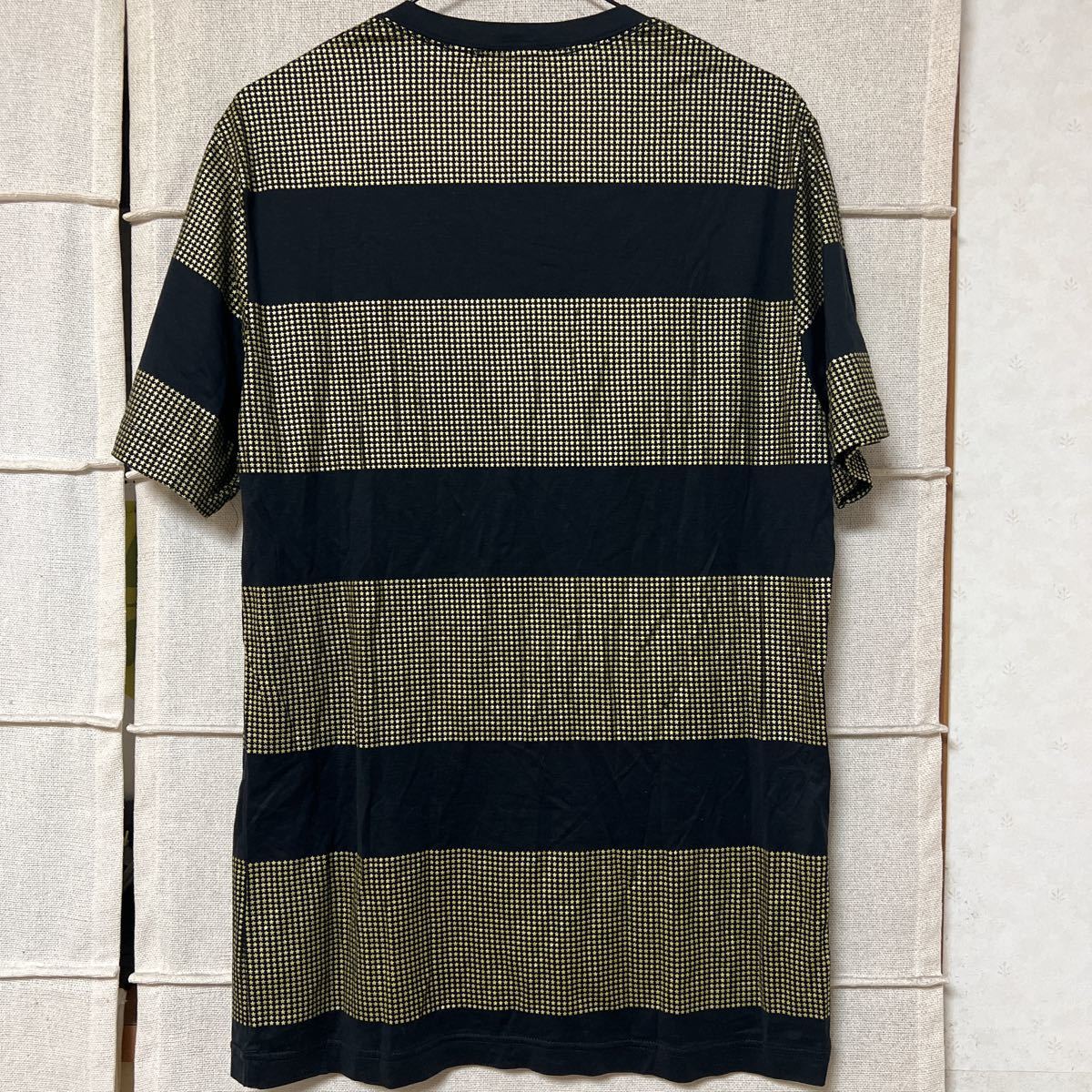 ONITSUKA TIGER オニツカタイガー　Tシャツ 半袖 カットソー 黒 ブラック サイズ　L　ボーダー　金_画像4