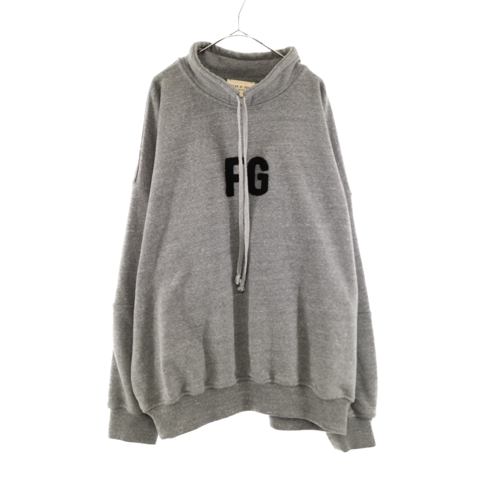 完成品 フィアオブゴッド L グレー モックネックフロントロゴ