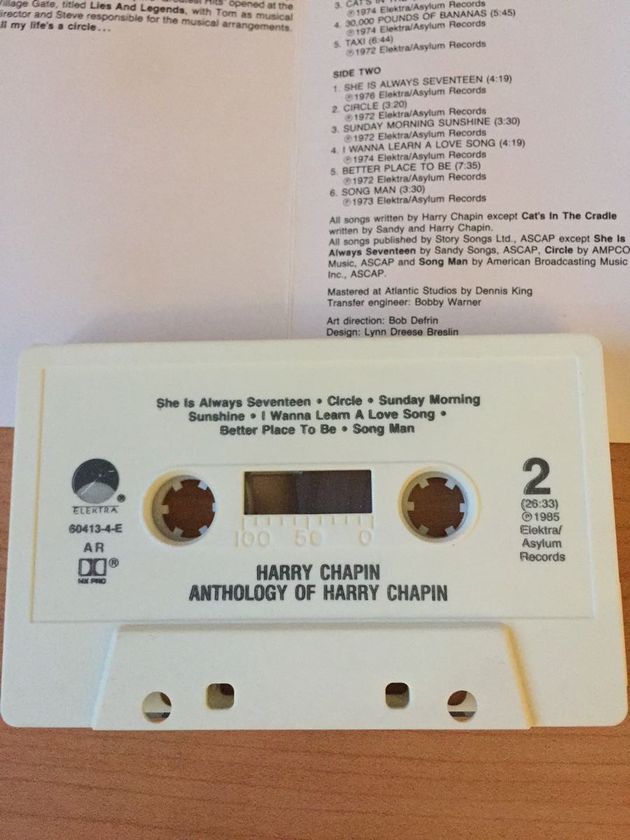 Harry Chapin Anthology Of Harry Chapin 【激レア】米国盤カセットテープ_画像3
