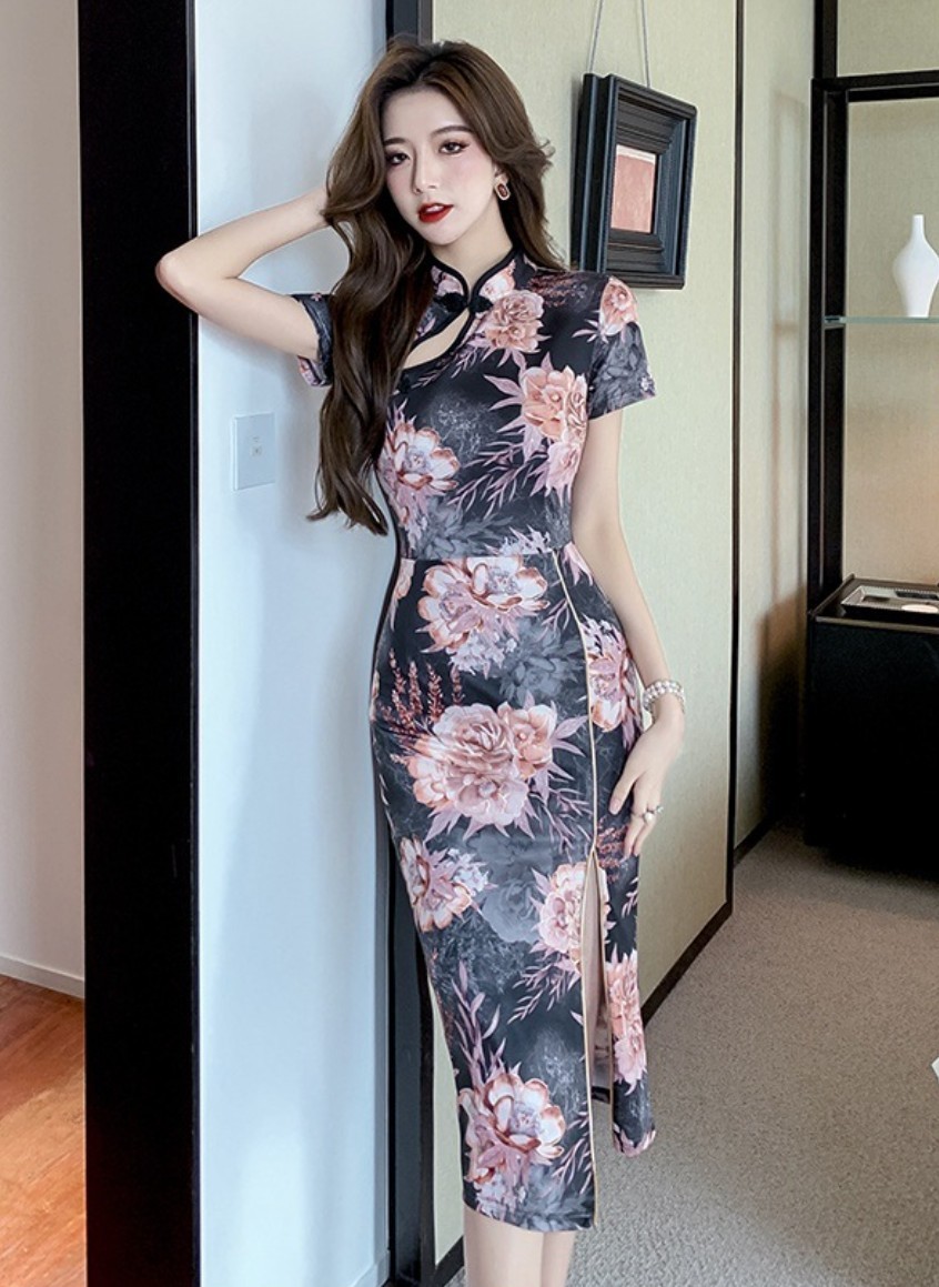  платье в китайском стиле сорочка коричневый ina одежда M размер sexy платье костюмы 