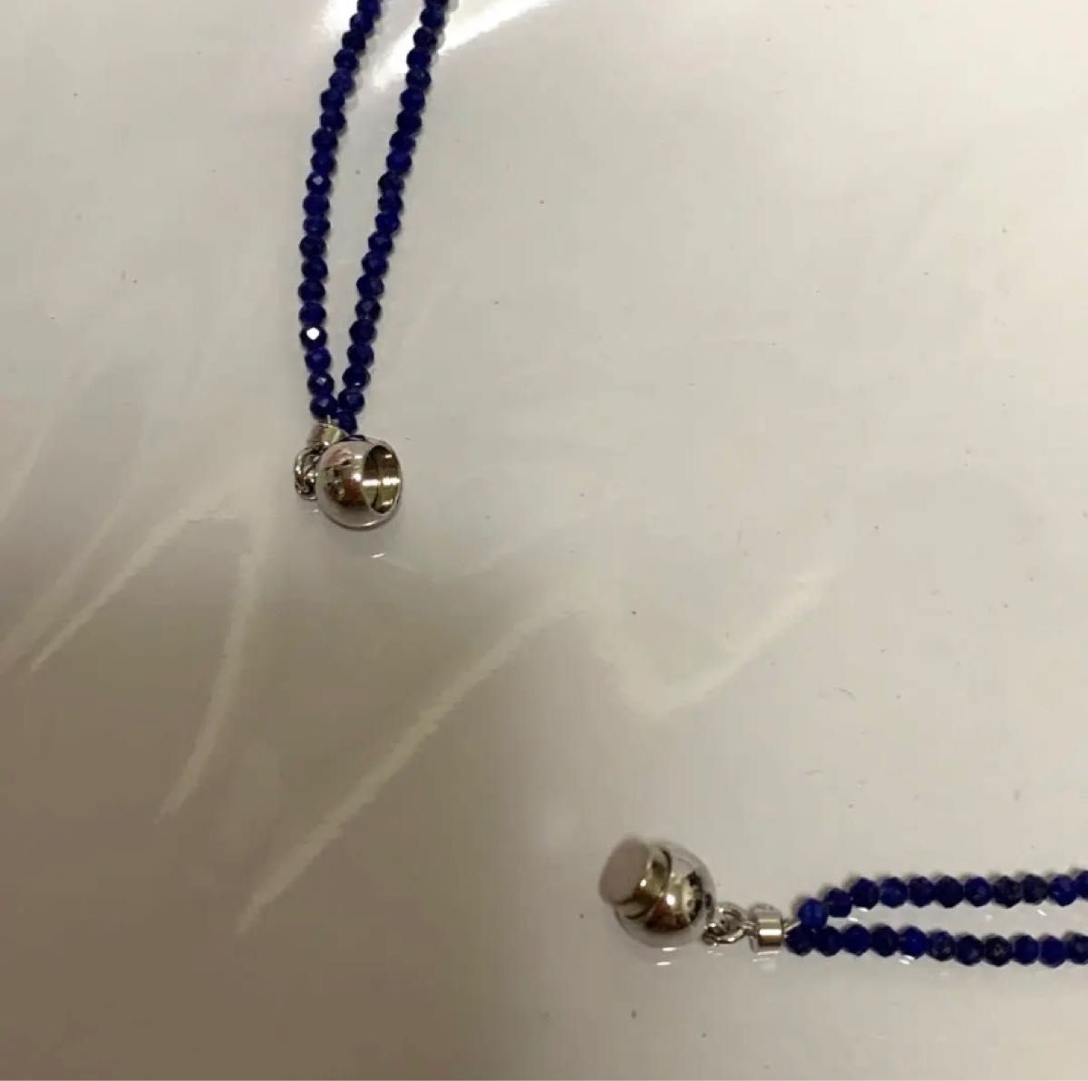 [宝石店在庫処分]K18WG天然真珠、アマゾナイト、ラピスラズリのマルチロングネックレス 日本製