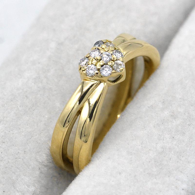 美品 ダイヤモンド 0.15ct デザインリング K18 指輪 A00864-