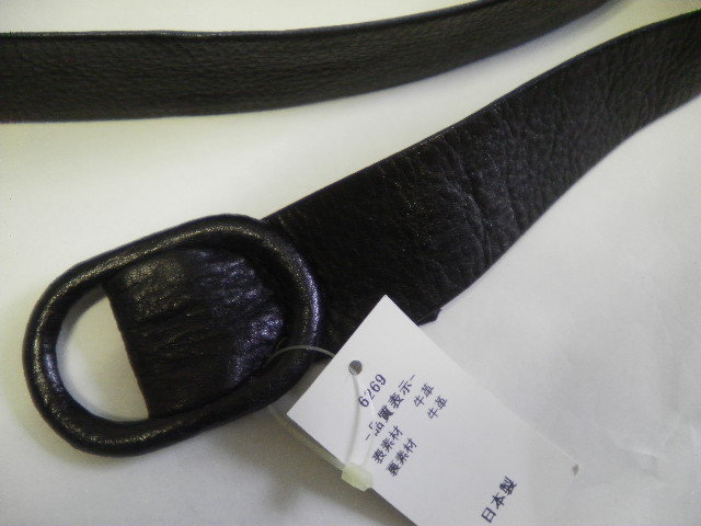  новый товар * телячья кожа / сделано в Японии * рама ремень * черный цвет 