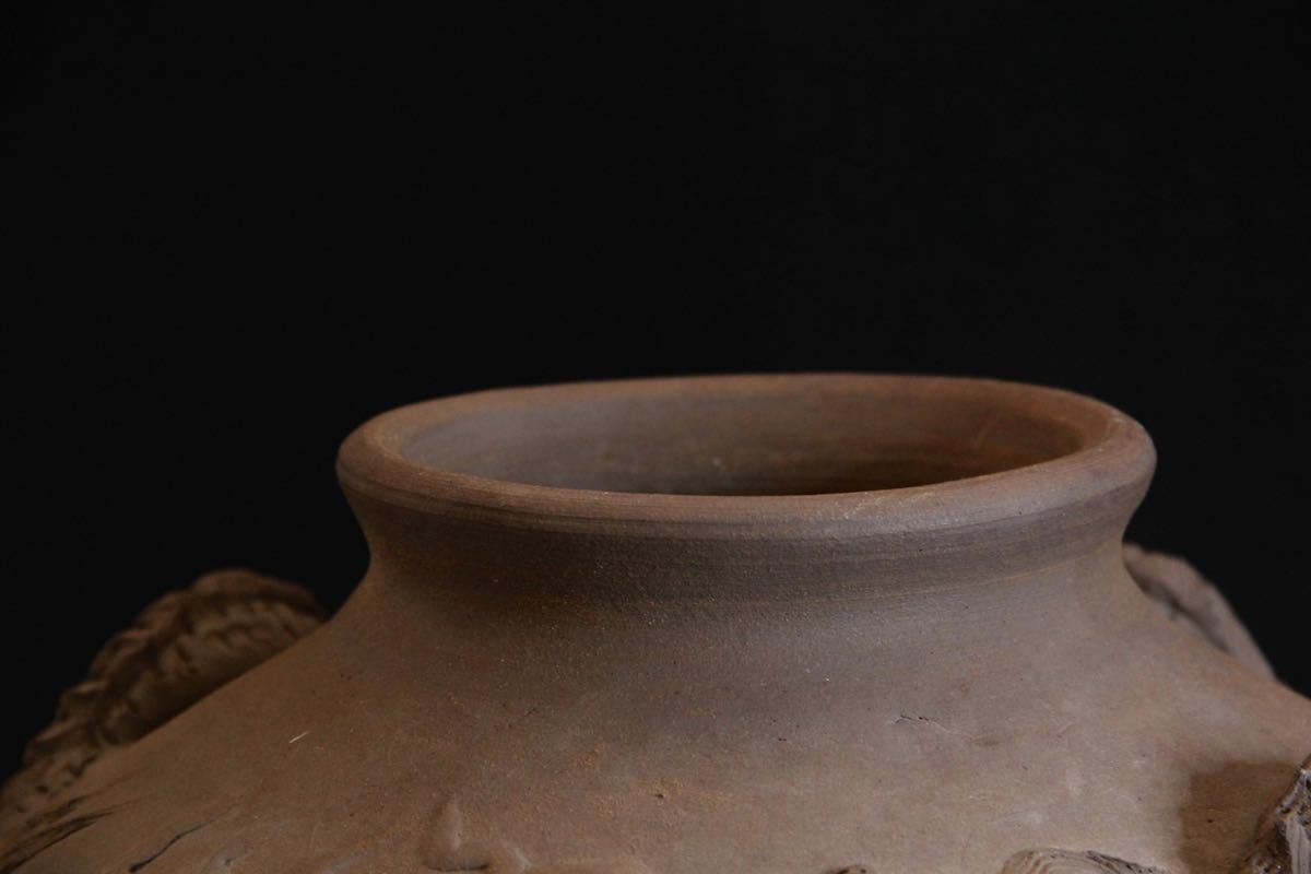 古大壺 龍細工 壼 花瓶 耳付壼 水瓶 水甕 大壼 茶道具 茶席 骨董品 古