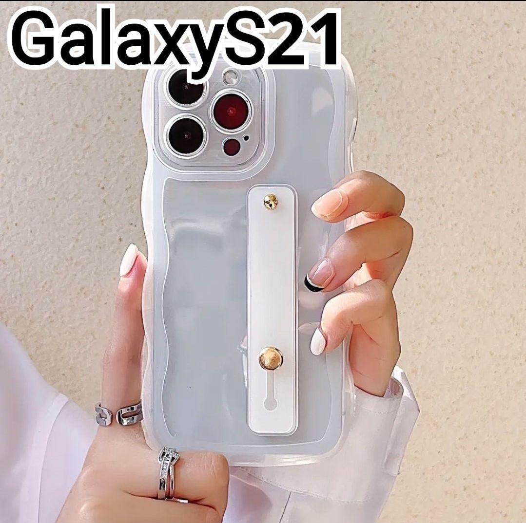 GalaxyS21 ケース　クリア　ベルト付き　リング