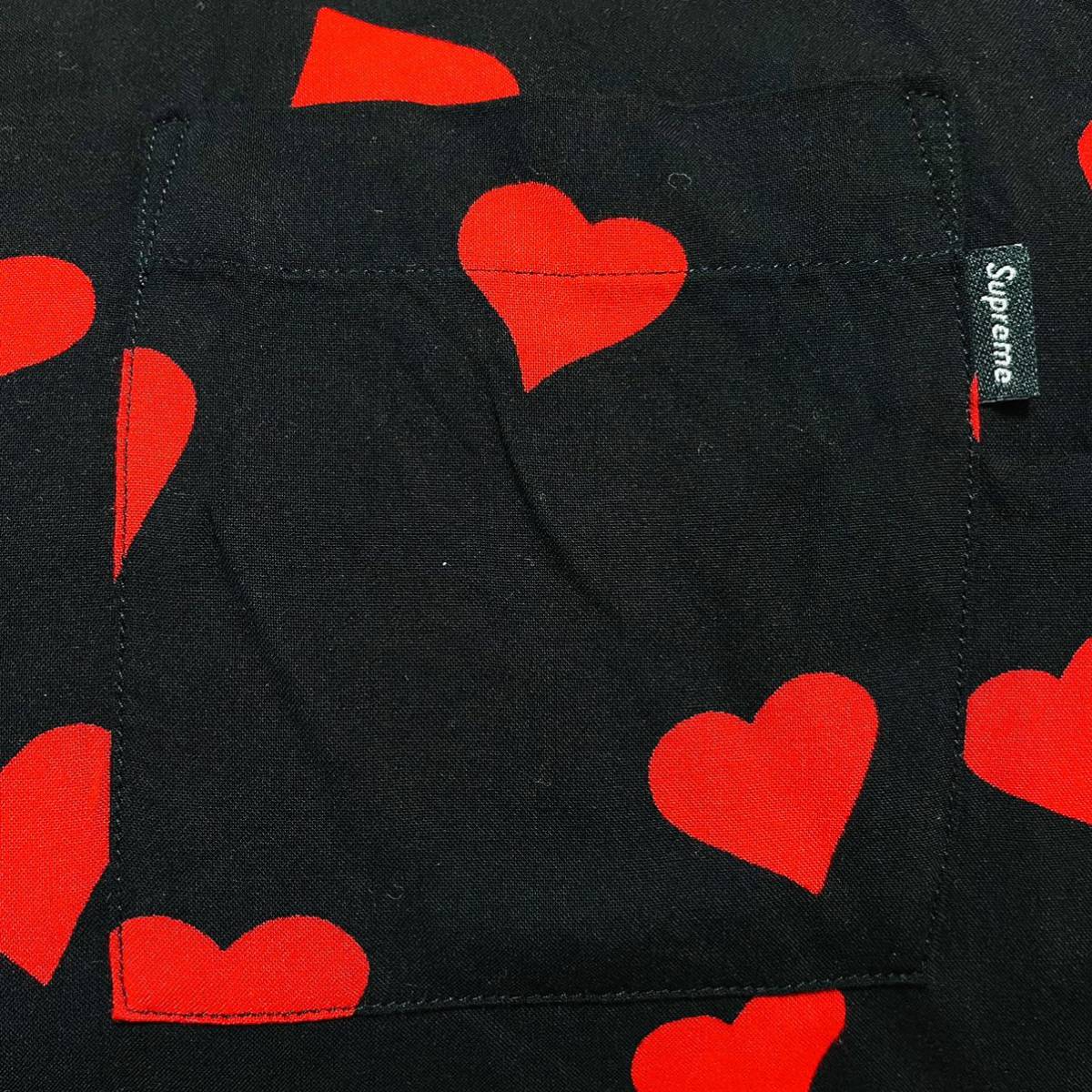 Supreme Hearts Rayon Shirt Black Red S 17ss 2017年 黒 赤 ブラック レッド ハート ハーツ レーヨン シャツの画像3