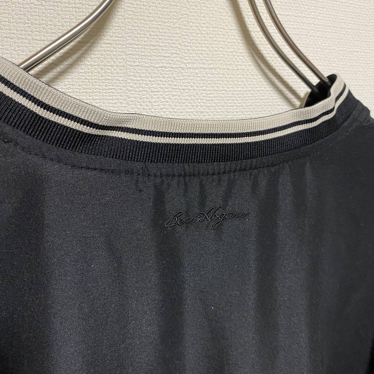 アメリカ古着 プルオーバージャケット Vネック 刺繍 Lサイズ 無地 ブラック ヴィンテージ 【H67】の画像5
