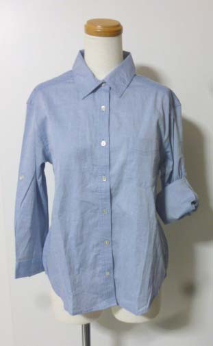  unused E hyphen world gallery E hyphen world gallery 7 minute sleeve blouse shirt light blue indigo dyeing cotton F