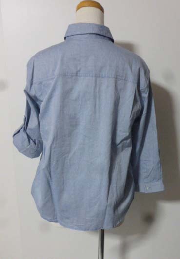  unused E hyphen world gallery E hyphen world gallery 7 minute sleeve blouse shirt light blue indigo dyeing cotton F