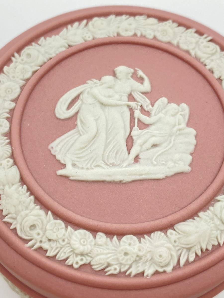 ＊レア＊ WEDGWOOD ウェッジウッド ＊RARE＊ JASPERWARE PINK 7cm Round Lid Box ジャスパーウェアピンク 7cm 丸リッドボックス *L441_画像4