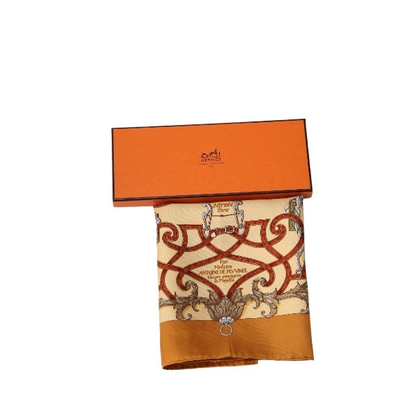 エルメス ハンカチ シルク カレ45 HERMES オレンジ レディース 新品_画像2