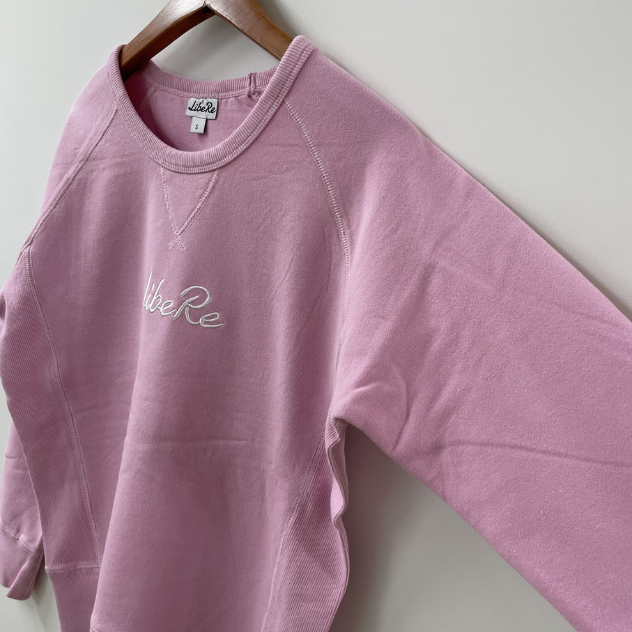  unused goods /S/ LIBERE pink sweat long sleeve sweatshirt lady's men's casual simple Logo embroidery Street leisure li beige re