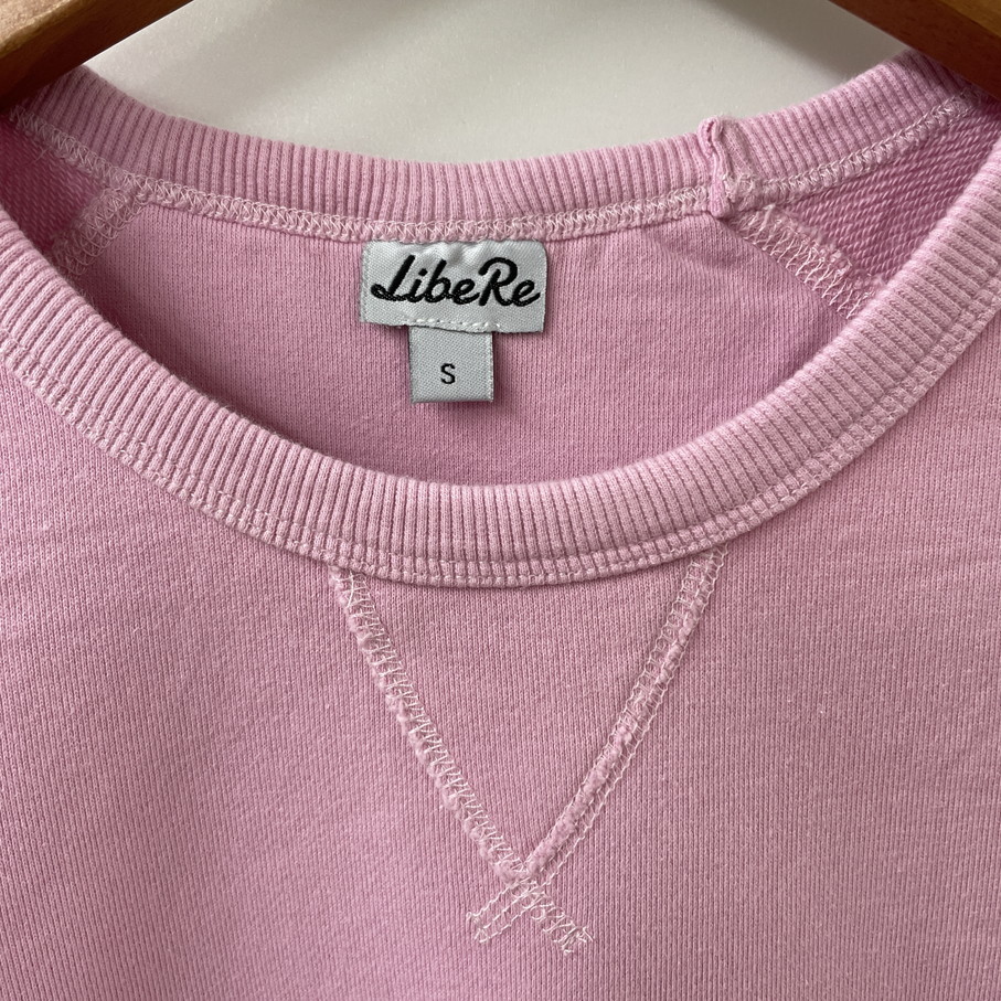  unused goods /S/ LIBERE pink sweat long sleeve sweatshirt lady's men's casual simple Logo embroidery Street leisure li beige re