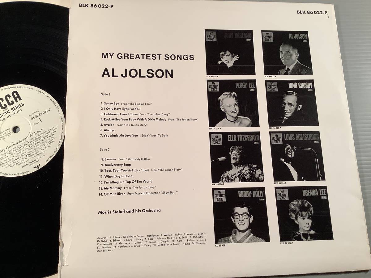 LP(オリジナル 米盤)●アル・ジョルソン AL JOLSON／MY GREATEST SONGS●_画像2