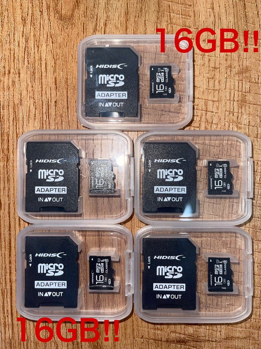 microSDカード 16GB［5枚セット] (SDカードとしても使用可能!)の画像1
