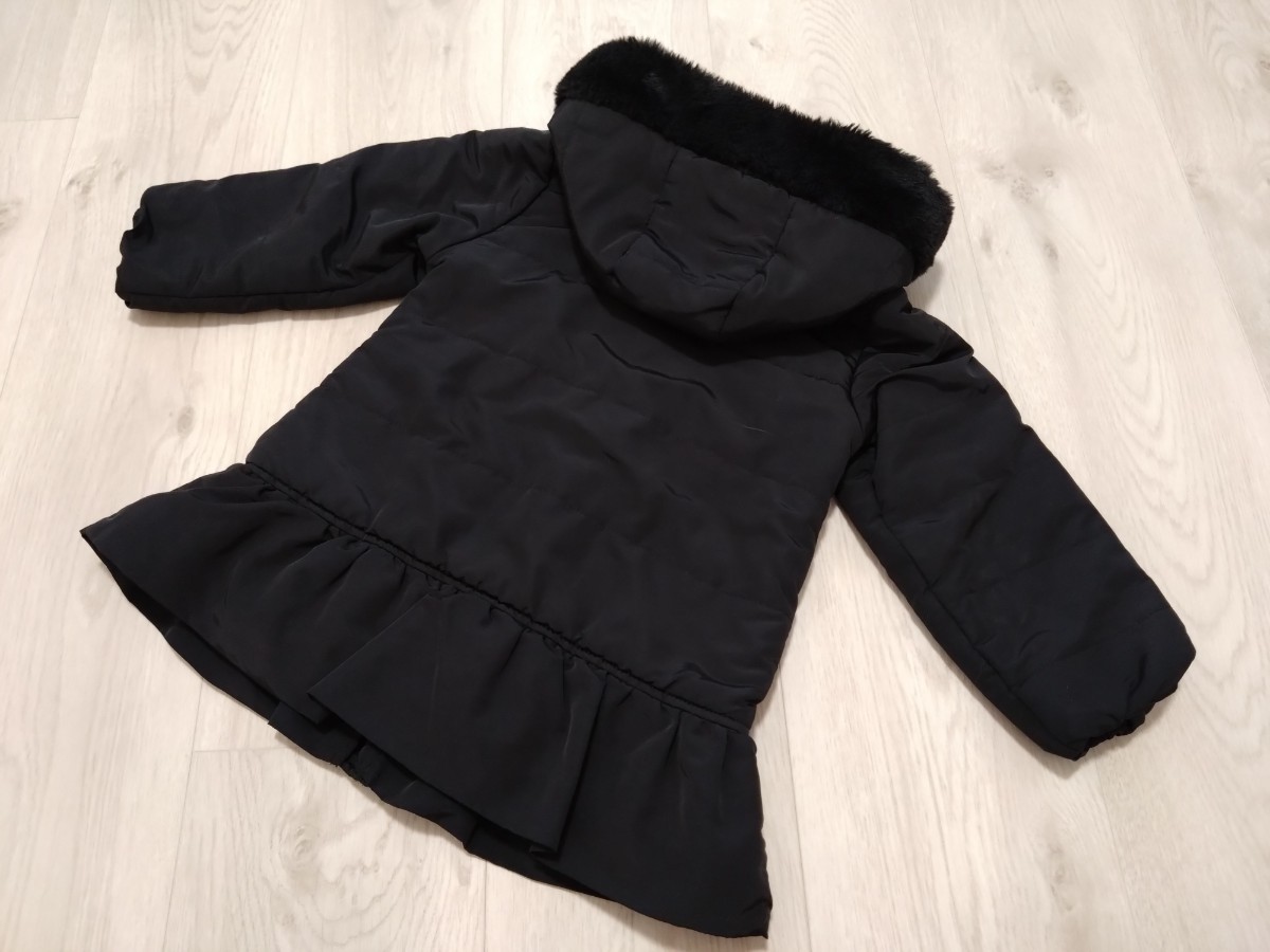 terpiel* hem frill cotton inside coat *110cm* hood removed possibility * cotton inside jumper / black / lustre /terupi L 