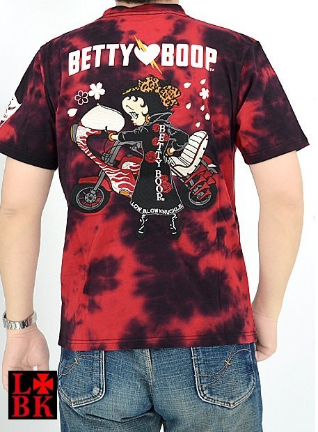 LBK×BETTY レオパードリボン特攻服Betty Tee◆ロウブロウナックル タイダイXLサイズ 523870 ベティーちゃん バイカー ユニセックス