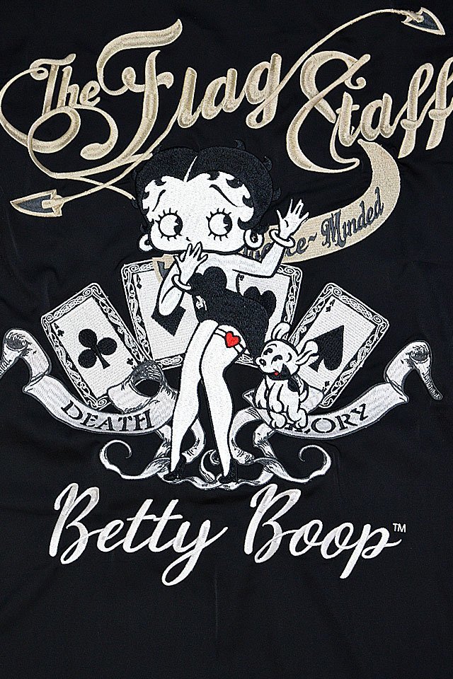 Betty Boop×Flag Staff 半袖刺繍シャツ◆Flagstaff ブラックXLサイズ 432023 フラッグスタッフ ベティーちゃん バイカー_画像4