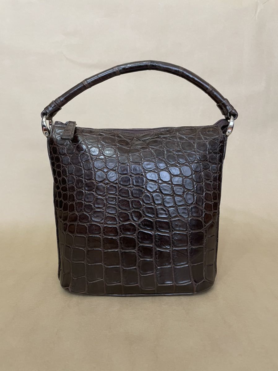 JRA公認◇【極美品】クロコダイル ワニ革 ワンショルダー ハンドバッグ