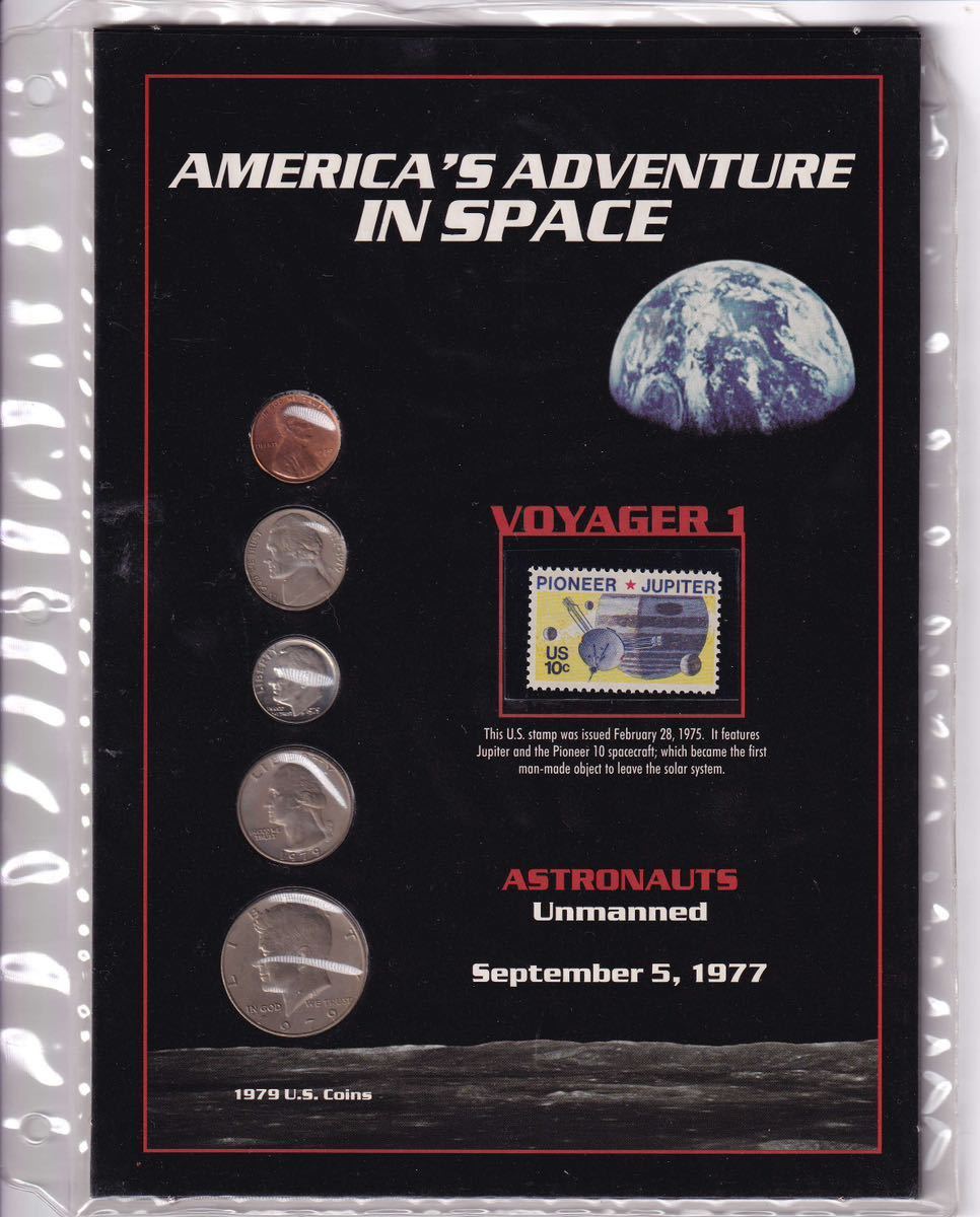 1977’s★ Americas Adventure In Space ★ コイン & 切手 ／ミッション記念★未使用品/レア NASA ボイジャー　土星