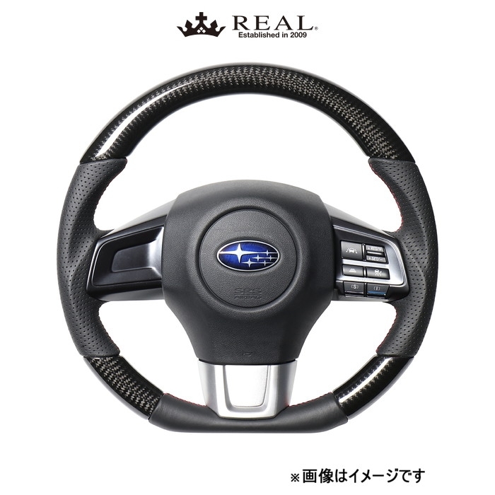 レアル ステアリング オリジナルシリーズ Dシェイプ(ブラックカーボン)WRX STI VAB SBA-BKC-RD REAL_画像2