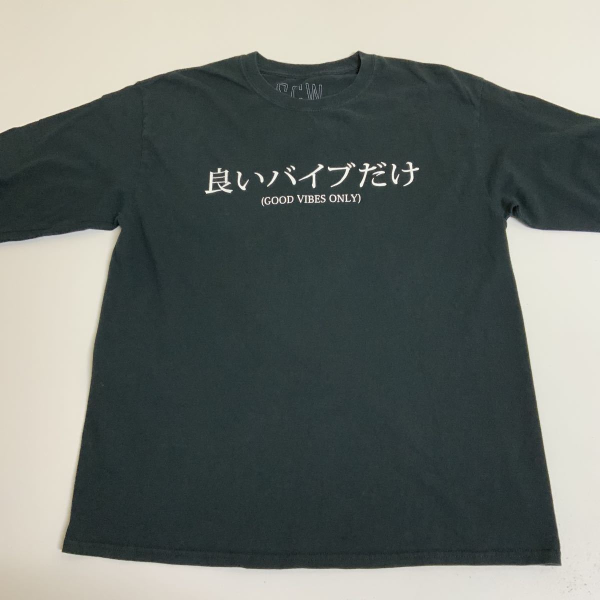 長袖Tシャツ ロンT古着袖プリント黒 ブラックメンズLロングTシャツ_画像6