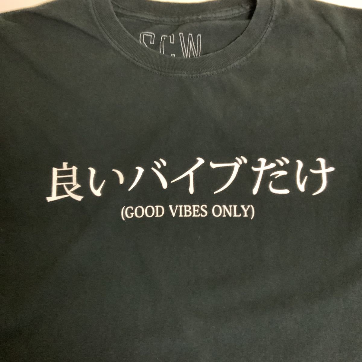 長袖Tシャツ ロンT古着袖プリント黒 ブラックメンズLロングTシャツ_画像4