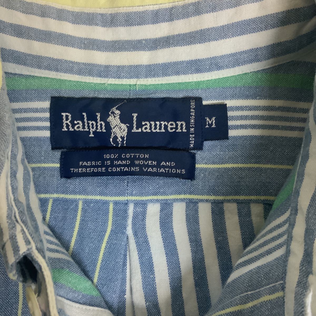 Ralph Lauren ラルフローレン長袖ストライプボタンダウンシャツ 古着メンズＭ_画像3