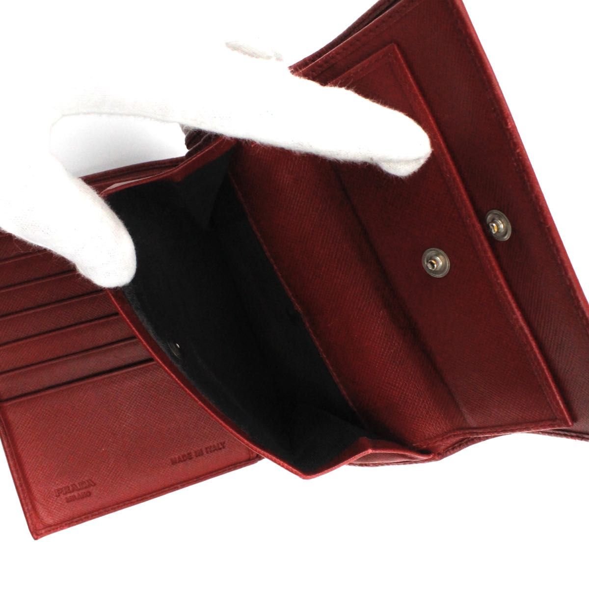 【極美品】PRADA ミニ財布　2つ折り　三角プレート