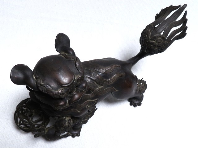 玉獅子置物 親子獅子 高さ約22cm 古銅 銅製 銅器 時代 | itakt.no